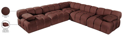 Camden Rose Velvet Performance Fabric Upholstered Sectional, 5-Piece (Style 2)