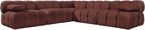 Camden Rose Velvet Performance Fabric Upholstered Sectional, 5-Piece (Style 2)