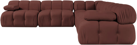 Camden Rose Velvet Performance Fabric Upholstered Sectional, 5-Piece (Style 2)