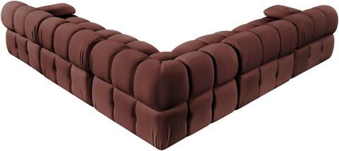 Camden Rose Velvet Performance Fabric Upholstered Sectional, 5-Piece (Style 2)