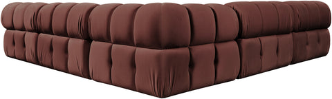 Camden Rose Velvet Performance Fabric Upholstered Sectional, 5-Piece (Style 2)