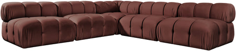 Camden Rose Velvet Performance Fabric Upholstered Sectional, 5-Piece (Style 2)