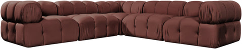 Camden Rose Velvet Performance Fabric Upholstered Sectional, 5-Piece (Style 3)