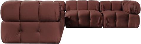 Camden Rose Velvet Performance Fabric Upholstered Sectional, 5-Piece (Style 3)