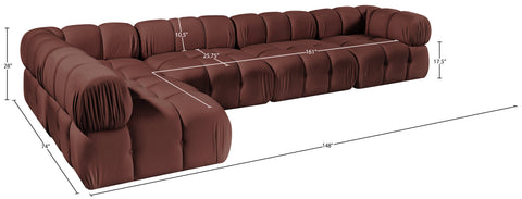 Camden Rose Velvet Performance Fabric Upholstered Sectional, 5-Piece (Style 4)