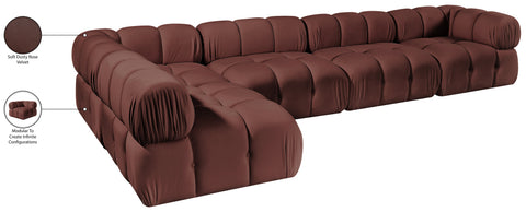 Camden Rose Velvet Performance Fabric Upholstered Sectional, 5-Piece (Style 4)