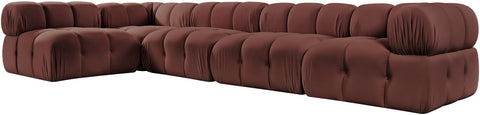 Camden Rose Velvet Performance Fabric Upholstered Sectional, 5-Piece (Style 4)