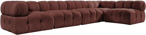 Camden Rose Velvet Performance Fabric Upholstered Sectional, 5-Piece (Style 4)
