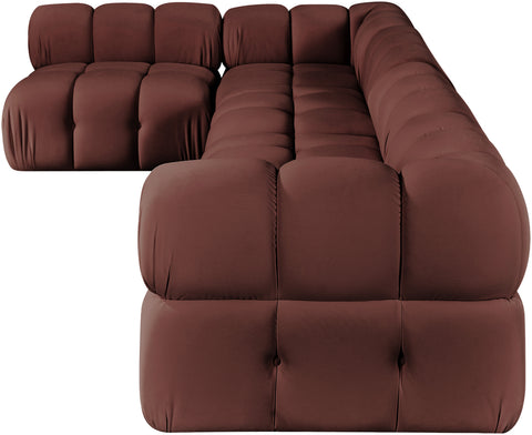 Camden Rose Velvet Performance Fabric Upholstered Sectional, 5-Piece (Style 4)