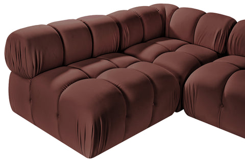 Camden Rose Velvet Performance Fabric Upholstered Sectional, 5-Piece (Style 4)