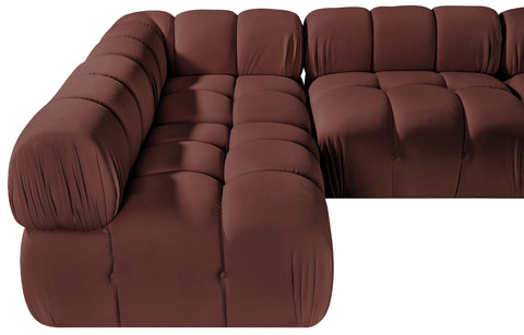 Camden Rose Velvet Performance Fabric Upholstered Sectional, 5-Piece (Style 4)