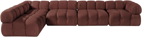 Camden Rose Velvet Performance Fabric Upholstered Sectional, 5-Piece (Style 4)
