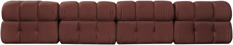 Camden Rose Velvet Performance Fabric Upholstered Sectional, 5-Piece (Style 4)