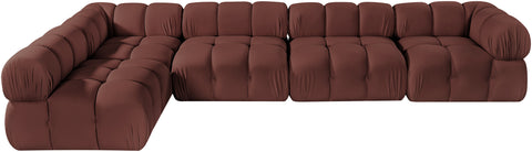 Camden Rose Velvet Performance Fabric Upholstered Sectional, 5-Piece (Style 4)