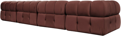 Camden Rose Velvet Performance Fabric Upholstered Sectional, 5-Piece (Style 4)