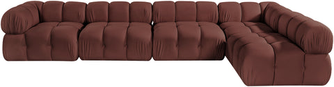 Camden Rose Velvet Performance Fabric Upholstered Sectional, 5-Piece (Style 4)