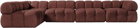 Camden Rose Velvet Performance Fabric Upholstered Sectional, 5-Piece (Style 4)