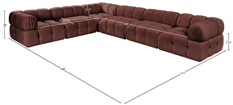 Camden Rose Velvet Performance Fabric Upholstered Sectional, 6-Piece