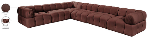 Camden Rose Velvet Performance Fabric Upholstered Sectional, 6-Piece