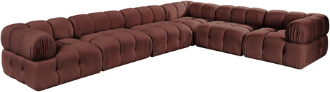 Camden Rose Velvet Performance Fabric Upholstered Sectional, 6-Piece