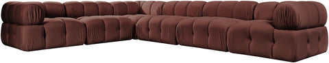 Camden Rose Velvet Performance Fabric Upholstered Sectional, 6-Piece