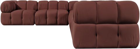 Camden Rose Velvet Performance Fabric Upholstered Sectional, 6-Piece