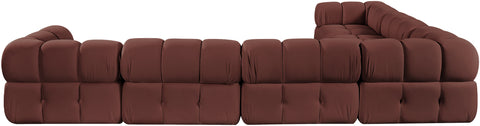 Camden Rose Velvet Performance Fabric Upholstered Sectional, 6-Piece