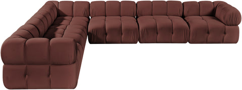Camden Rose Velvet Performance Fabric Upholstered Sectional, 6-Piece