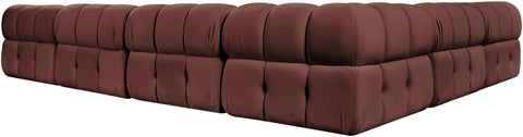 Camden Rose Velvet Performance Fabric Upholstered Sectional, 6-Piece