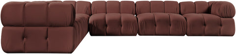 Camden Rose Velvet Performance Fabric Upholstered Sectional, 6-Piece