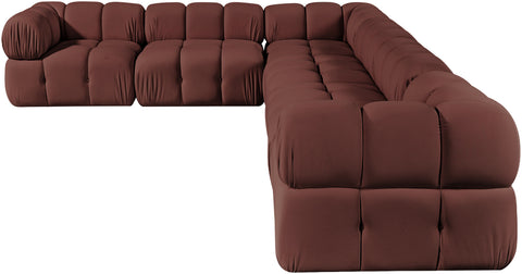 Camden Rose Velvet Performance Fabric Upholstered Sectional, 6-Piece