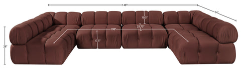 Camden Rose Velvet Performance Fabric Upholstered Sectional, 6-Piece (Style 3)