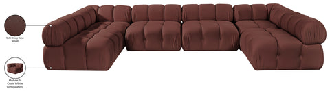 Camden Rose Velvet Performance Fabric Upholstered Sectional, 6-Piece (Style 3)