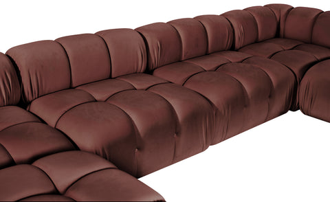 Camden Rose Velvet Performance Fabric Upholstered Sectional, 6-Piece (Style 3)