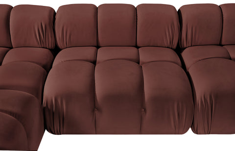 Camden Rose Velvet Performance Fabric Upholstered Sectional, 6-Piece (Style 3)