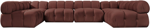 Camden Rose Velvet Performance Fabric Upholstered Sectional, 6-Piece (Style 3)