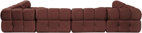 Camden Rose Velvet Performance Fabric Upholstered Sectional, 6-Piece (Style 3)