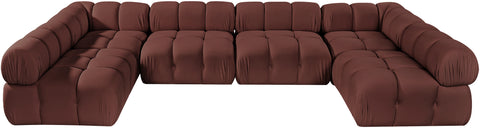 Camden Rose Velvet Performance Fabric Upholstered Sectional, 6-Piece (Style 3)
