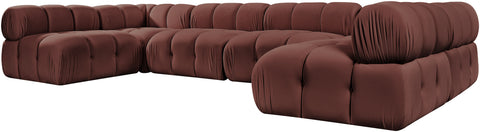 Camden Rose Velvet Performance Fabric Upholstered Sectional, 6-Piece (Style 3)