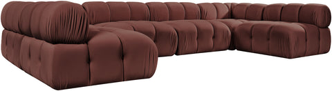 Camden Rose Velvet Performance Fabric Upholstered Sectional, 6-Piece (Style 3)