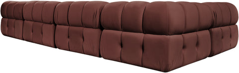 Camden Rose Velvet Performance Fabric Upholstered Sectional, 6-Piece (Style 3)