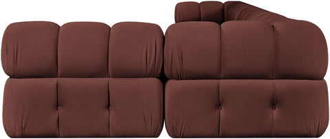Camden Rose Velvet Performance Fabric Upholstered Sectional, 6-Piece (Style 6)