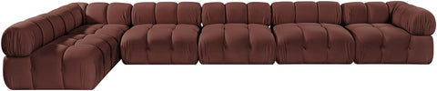 Camden Rose Velvet Performance Fabric Upholstered Sectional, 6-Piece (Style 6)