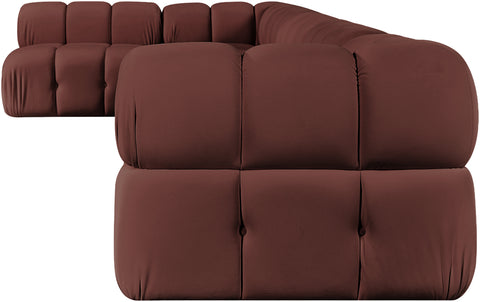 Camden Rose Velvet Performance Fabric Upholstered Sectional, 6-Piece (Style 6)
