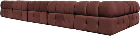 Camden Rose Velvet Performance Fabric Upholstered Sectional, 6-Piece (Style 6)