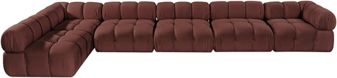 Camden Rose Velvet Performance Fabric Upholstered Sectional, 6-Piece (Style 6)