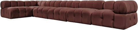Camden Rose Velvet Performance Fabric Upholstered Sectional, 6-Piece (Style 6)