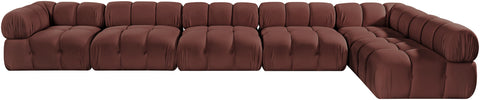 Camden Rose Velvet Performance Fabric Upholstered Sectional, 6-Piece (Style 6)