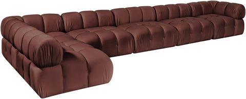 Camden Rose Velvet Performance Fabric Upholstered Sectional, 6-Piece (Style 6)