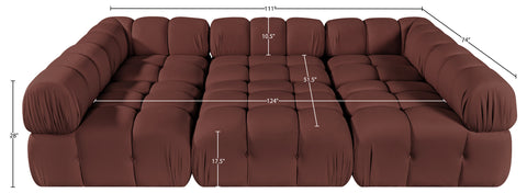Camden Rose Velvet Performance Fabric Upholstered Sectional, 6-Piece (Style 8)
